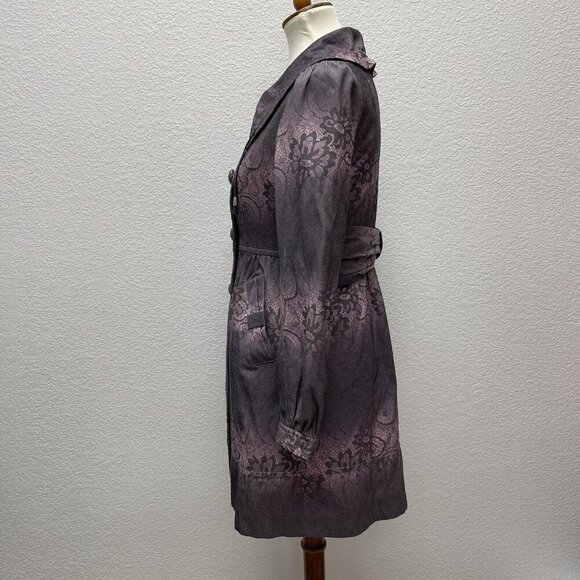 Jade Melody Tam Womens Small Cotton Blend Mid-lengthTrench Coat Purple Lavendar - Picture 4 of 11